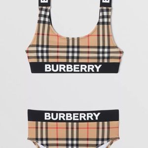 Burberry Logo Print Vintage Check Bikini